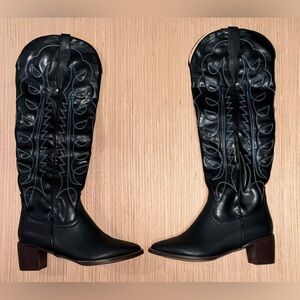 Black Cowgirl Boots - Size 9